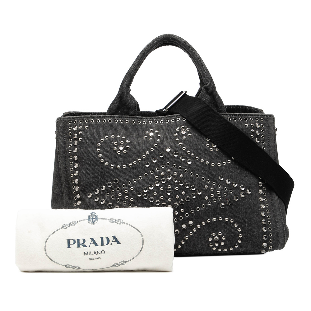 Pre-Loved Prada Denim Canapa Bijoux Satchel - Picture 7 of 7